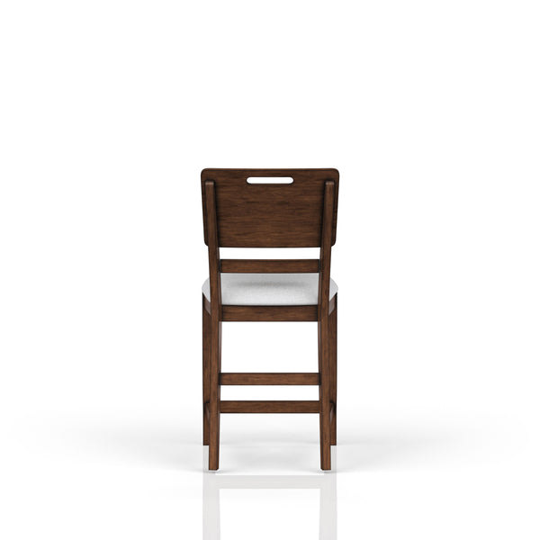 English Elm Casual Solid Wood Counter Stools Set of 2 Brown Finish Tray Back Upholstered Seats for Kitchen B2699P218284