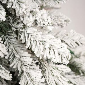 English Elm Christmas Snow Flocked Wreath Set with 9ft Garland & 6ft Tree, Warm LED Lights, 3-Piece Indoor Decor (100) PX283313AAW