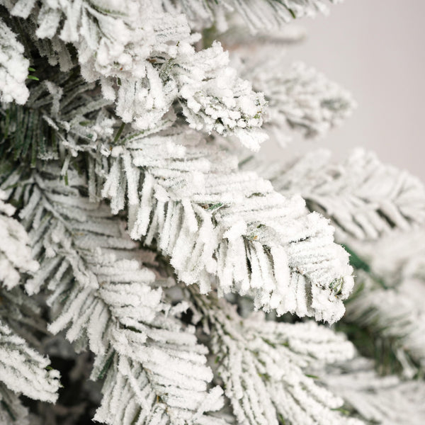 English Elm Christmas Snow Flocked Wreath Set with 9ft Garland & 6ft Tree, Warm LED Lights, 3-Piece Indoor Decor (100) PX283313AAW