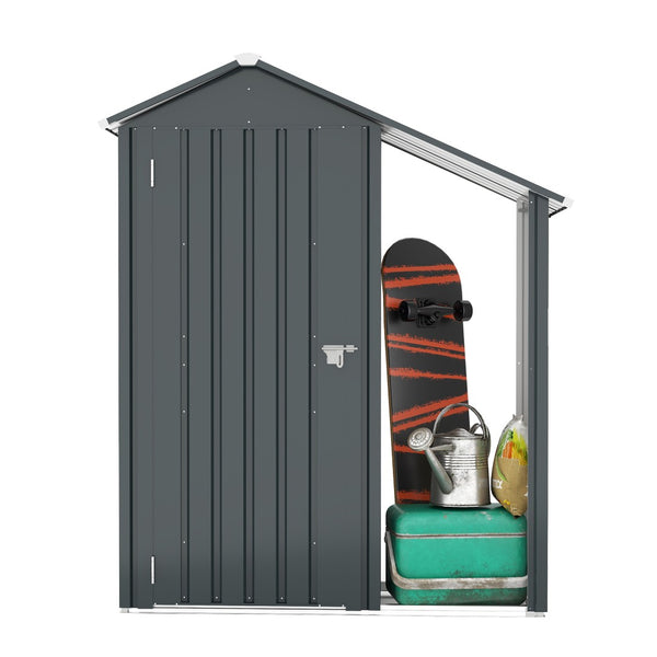 English Elm Campcraft Galvanized Steel Outdoor Storage Cabinet with Lockable Compartment and Firewood Rack W1598P382301
