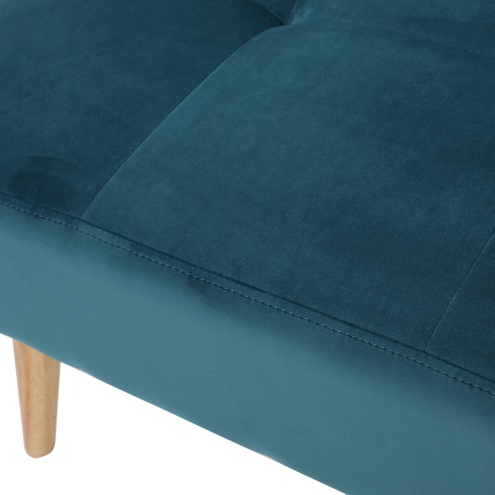 English Elm Christopher Knight Home® - OTTOMAN Teal Velvet Square Tufted Mid-Century Modern Bench with Birch Legs — Seat, Table & Stylish Accent 59315.00NVLT