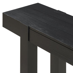 English Elm Trexm Ash Veneer Entryway Console Table Built in Power Outlet Drawer Rubberwood Black N715P361518B