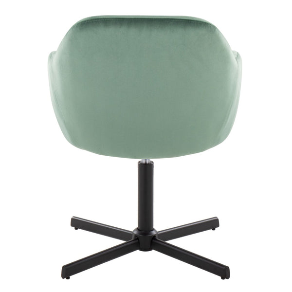 English Elm Swivel Accent Chair Silver Velvet Seat Gold X Pedestal Base Glam Living Room Black+Green B202P471328