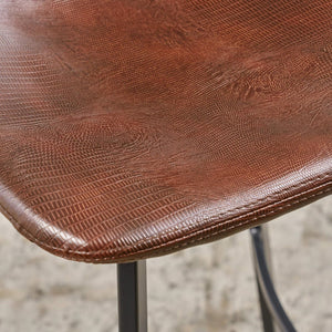 English Elm Christopher Knight Home® - Set of 2 Dax Faux Leather Barstool Brown with Faux Snakeskin Stitching, Cushioned Seat & Steel Legs 57582.00