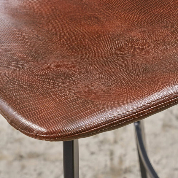 English Elm Christopher Knight Home® - Set of 2 Dax Faux Leather Barstool Brown with Faux Snakeskin Stitching, Cushioned Seat & Steel Legs 57582.00