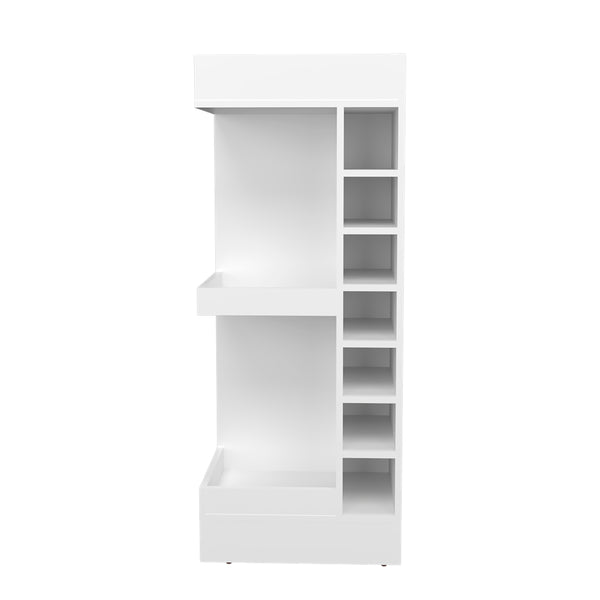 English Elm Lyman Corner Bar Cabinet 46" Tall with 14 Bottle Cubbies, 3-Tier Storage, Open Shelves, Modern Finish White 32.2 L x 59 W x 12 H B070P254767
