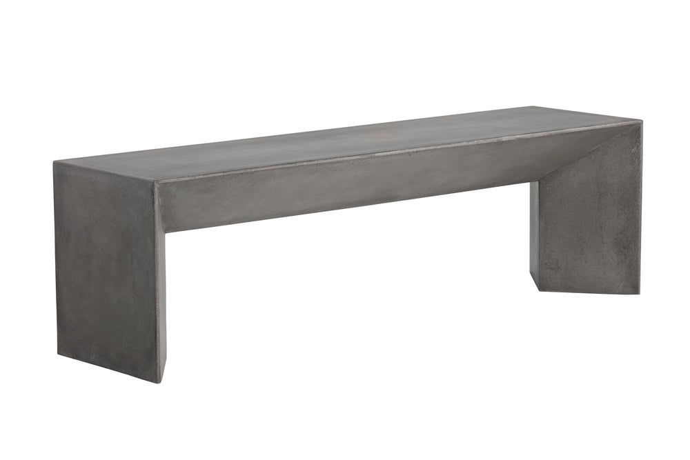 Sunpan Nomad Bench - Elegant Concrete Design with Unique Textures for Indoor and Outdoor Spaces, 55.75"W Grey