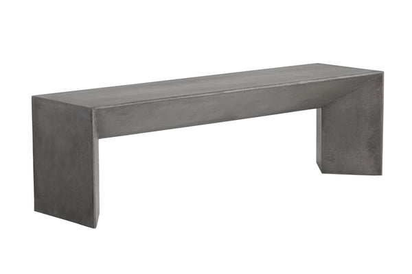 Sunpan Nomad Bench - Elegant Concrete Design with Unique Textures for Indoor and Outdoor Spaces, 55.75"W Grey