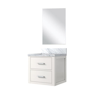 English Elm White Single Bath Vanity Set With Acrylic Countertop, Soft-Close Doors & Frameless Mirror For Style B2731S01416-GIGA