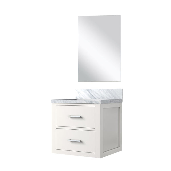 English Elm White Single Bath Vanity Set With Acrylic Countertop, Soft-Close Doors & Frameless Mirror For Style B2731S01416-GIGA