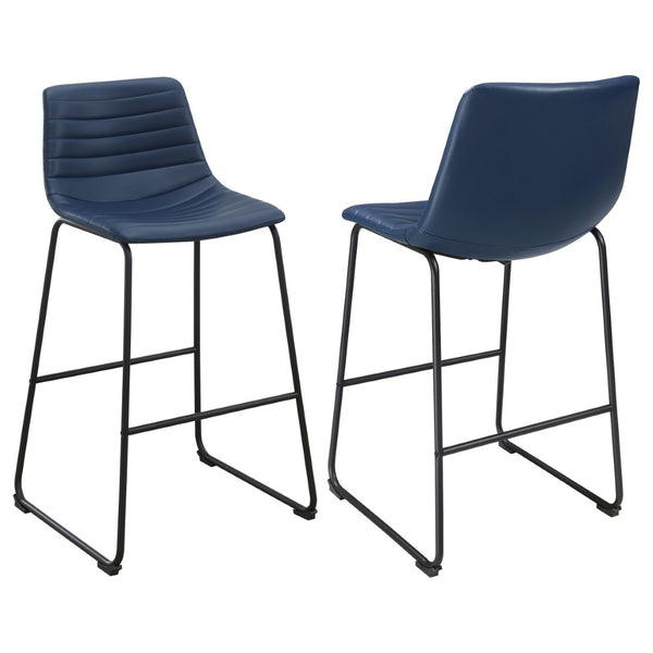English Elm Torrence Blue Faux Leather Bar Chair Set Of 2 - Stylish, Comfortable, And Perfect For Any Space! B062P299859-GIGA
