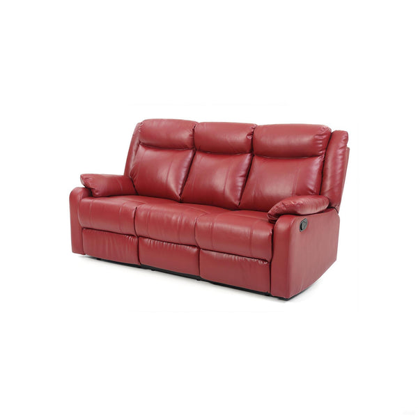 English Elm Stylish Pearl Reclining Love Seat with Padded Arms, Durable PU Upholstery, Sleek Movie-Night Comfort Red 26 L x 76 W x 30 H B078108429