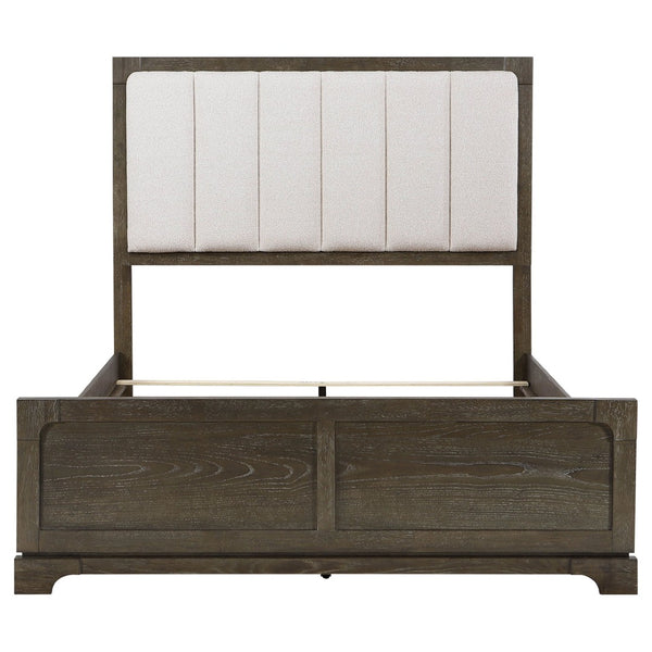 English Elm Pierce Eastern King Panel Bed with Led Lighting and Gloss Diamond Embossed Headboard B062S01539
