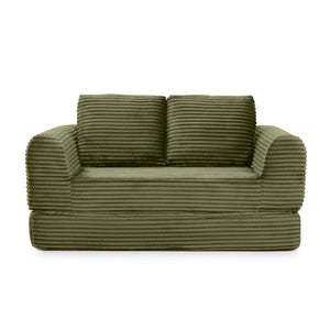 English Elm 2-in-1 Corduroy Futon Loveseat Sleeper Modular Floor Couch for Studio Living Rooms Green W1117P415698