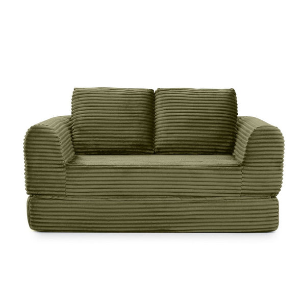 English Elm 2-in-1 Corduroy Futon Loveseat Sleeper Modular Floor Couch for Studio Living Rooms Green W1117P415698