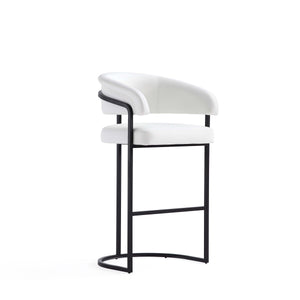 English Elm Augusta Modern Leatherette Barstool with Geometric Metal Base, High-Density Foam, Commercial Grade durability White B365P398076