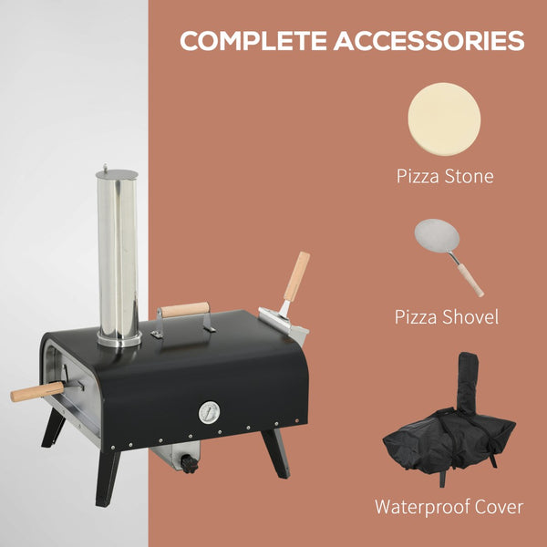 English Elm Outsunny Wood Pellet Pizza Oven Portable Rotating Stone Stainless Backyard Grill W2225P175531