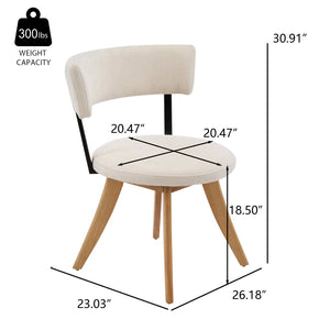 English Elm Modern Beige Fabric Dining Chairs Walnut Rubberwood Base Curved Back Set of 2 N768P391169N