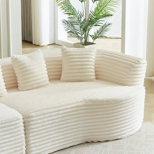 English Elm Curved Chenille Sectional Sofa Oversized Four Seat Cloud Foam Living Room Lounge W3505P355585