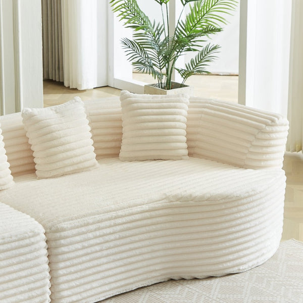 English Elm Curved Chenille Sectional Sofa Oversized Four Seat Cloud Foam Living Room Lounge W3505P355585