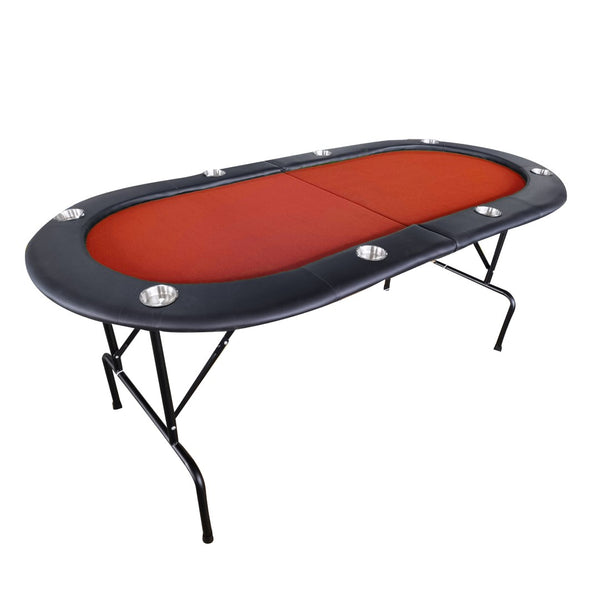 English Elm Ino Design Foldable 8 Player Poker Table with Cup Holders and Padded Vinyl Rails Red W2748P221629