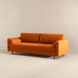 English Elm Ashcroft Furniture - Anthony Burnt Orange Pillow Back Velvet Sofa