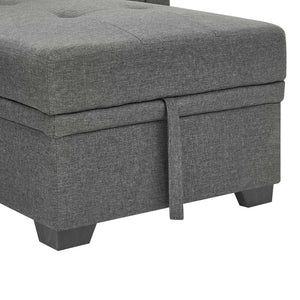 English Elm 86'' Linen Sectional Sleeper Sofa with Tufted Upholstery and Reversible Chaise Living Room B355S00010