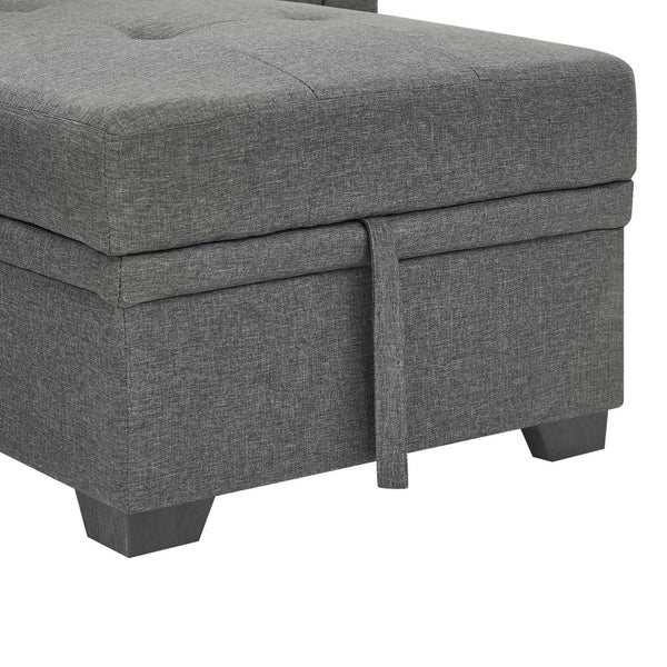 English Elm 86'' Linen Sectional Sleeper Sofa with Tufted Upholstery and Reversible Chaise Living Room B355S00010