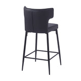 Christopher Knight Home® - Noble House - - 28Inch Counter Height Bar Stools Set Of 2, Modern Bar Upholstered Chairs With Pu Leather, Metal Footrest And Frame For Kitchen Island, Bar Table, Dining Room, Black