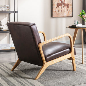 English Elm Classic Mid Century Modern Accent Chair with Espresso Wood Frame, Plush Microfiber Cushioning & Retro Appeal Dark Brown B2735P271036