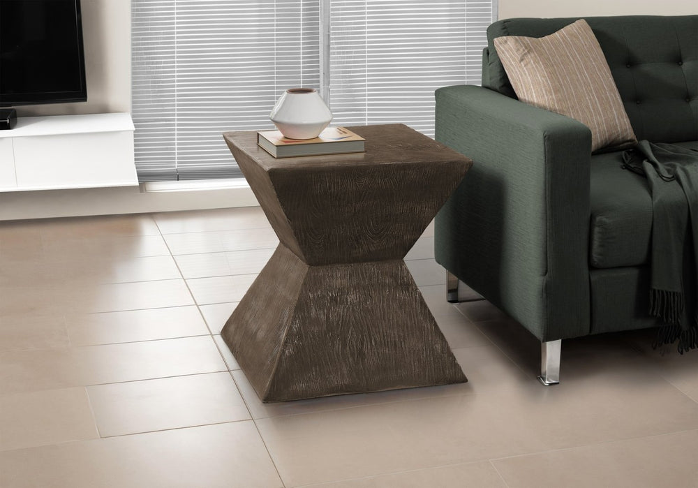 English Elm Accent Table Walnut Finish Magnesium Oxide Build for Indoor Outdoor Contemporary Use B2710P461683