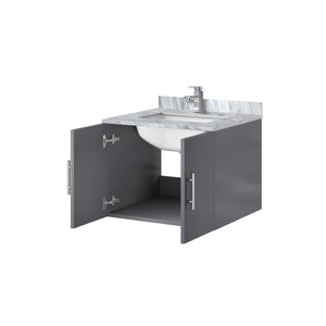 English Elm Dark Grey Bath Vanity With Carrara Marble Top, Soft-Close Cabinet & Chrome Faucet For Small Spaces B2731P258554