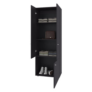 English Elm Armoire 66.9" H - Stylish Black Wengue 3-Door Storage Solution With 3 Shelves For Modern Bedrooms B097P395875