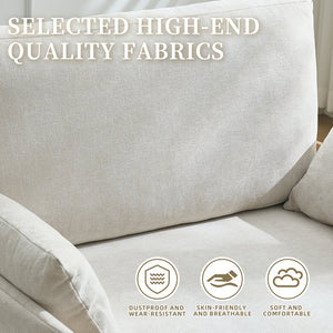 English Elm Foldable mid-century sleeper sofa bed recliner 3-in-1 convertible for small spaces with pillows and storage Beige W395P290556