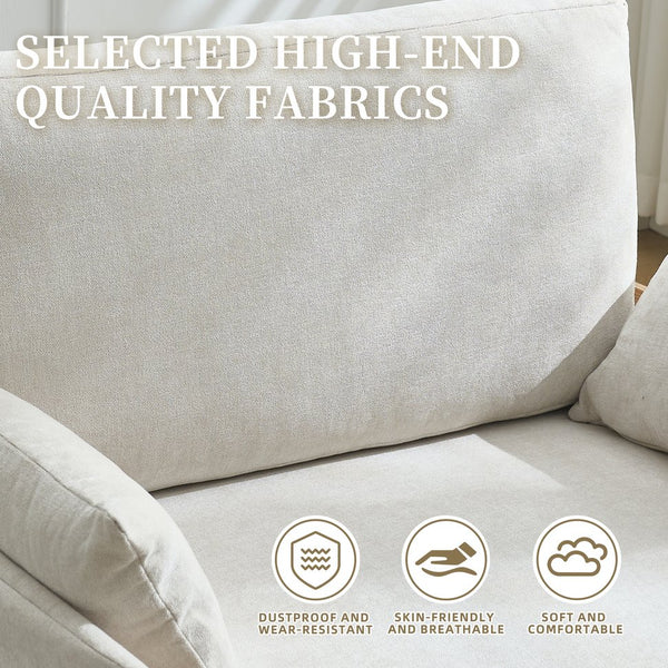 English Elm Foldable sofa bed recliner with three pillows, 3-in-1 convertible sleeper for small spaces, mid-century modern comfort Beige W395P290556