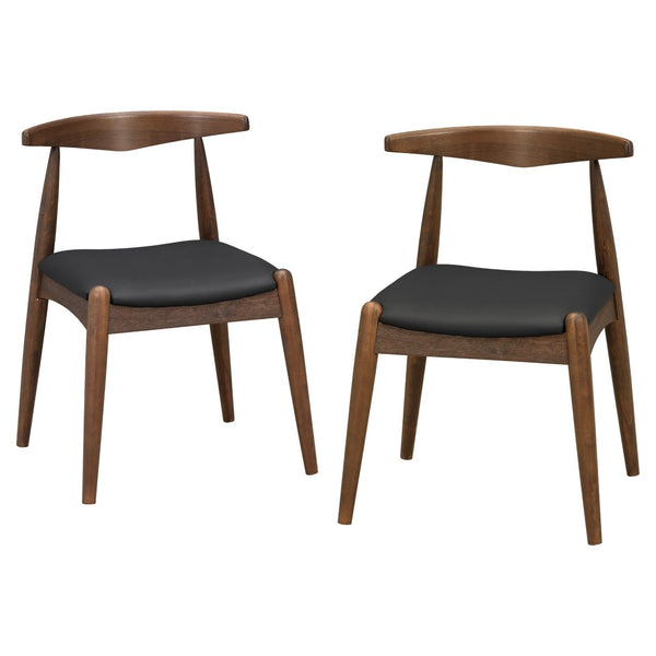 English Elm [video] Rubberwood Dining Chairs Set of 2 Faux Leather Ergonomic Retro Splayed Leg Design Walnut+Black N759P386879B