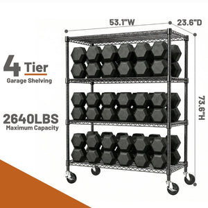 English Elm 2640 Lbs Carbon Steel Four Tier Shelving Unit with Casters for Garage or Warehouse W5386P445366