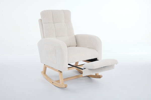 English Elm Modern Accent Rocking Chair - Stylish Nursery Glider With High Back, Solid Wood Legs & Side Pocket W2725P276730