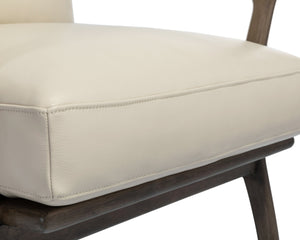 Sunpan Lindley Lounge Chair - Stylish Mid-Century Design in Astoria Cream Leather with Solid Birch Frame