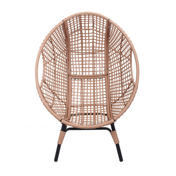 English Elm Elegant Pe Rattan Hanging Egg Chair Woven Swing with Thick Cushion for Patio Garden W3979P392988