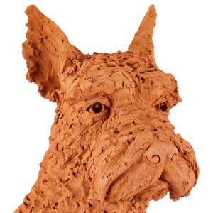 Oscar the Scottish Terrier Sculpture - Whimsical Terracotta Art by Nhut Nhathawut, 23.5" Tall