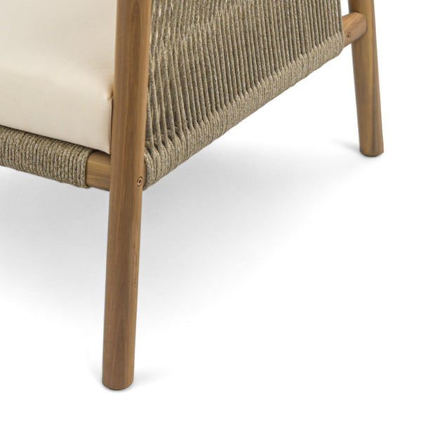 English Elm 28" Woven Outdoor Lounge Chair Solid Wood Frame Polyester Cushions Patio Garden N767P375341T
