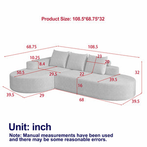 English Elm Modern Curved Sectional Sofa - Chenille Upholstered Modular Couch Set With 3 Pillows For Style & Comfort W834S00455