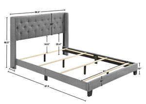 English Elm 1pc Queen Size Platform Storage Bed with Plank Headboard and Built-In Lighting, Modern Farmhouse Design Gray 78 L x 31.5 W x 7 H B2741P347926