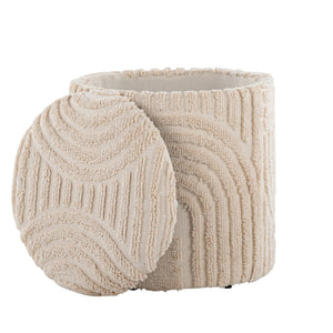 English Elm 18" Cotton Textured Storage Ottoman Chunky High Pile Footrest for Living Room Beige B202P471520