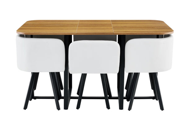 English Elm 7-piece Space Saving Dining Set Melamine Top Pu Seats Iron Frame for Small Kitchens W3875S00013
