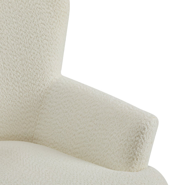 English Elm Christopher Knight Home® - Gerald Boucle Upholstered Club Chair with Tapered Birch Legs, Tonal Piping and Cozy Texture Black,Off White 33 L x 32.75 W x 30 H N776P243523W