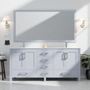 English Elm Dark Grey Double Bath Vanity Set With 72" Width, 28" Mirror & Ample Storage For Modern Spaces B2731S00519
