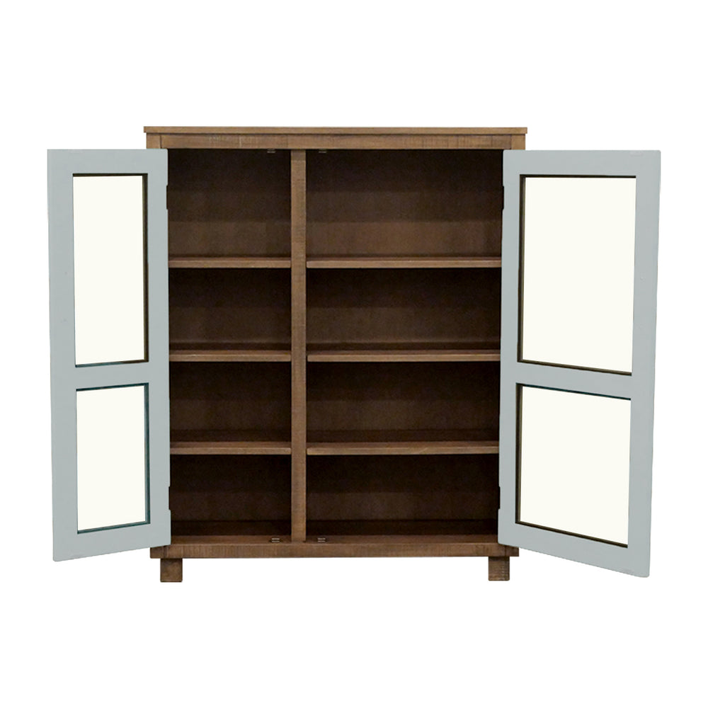 JLA Home Chapel Hill - Glass Mid-Century Display Cabinet with 2 Doors, 6 Adjustable Shelves—Tempered Glass, Neutral Finish, Versatile Storage CH130-1010