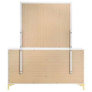 English Elm James White Glam Dresser with Mirror Gold Hardware Six Drawers Bedroom Vanity Set B062S01742